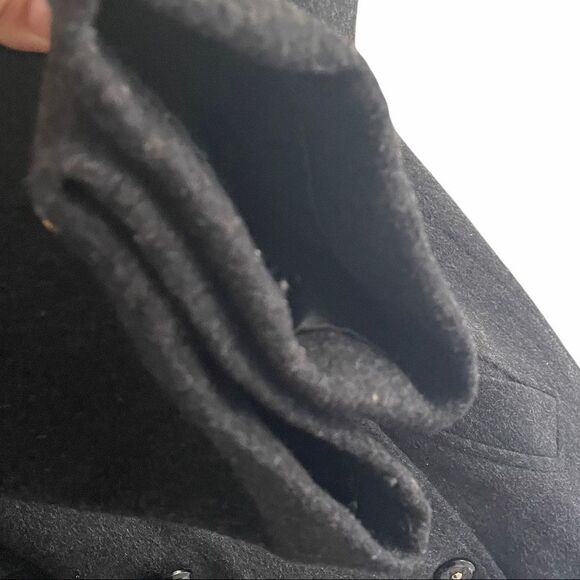 LUBA Paris Vintage Pure Virgin Wool Double Breasted Long Winter Coat Grey L - Picture 8 of 9